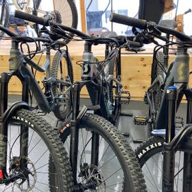 Im Geschäft stehen Mountainbike E-Fully Modelle der Marke Scott für Herren und Damen in verschiedenen Größen zum Verleih